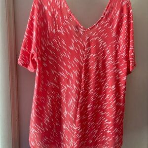 New Directions Coral and White Blouse
